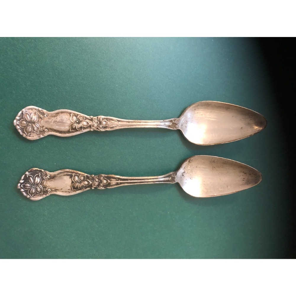 2 ~ Wm Rogers & Son Orange Blossom Silver-Plate Fruit Spoon Antique Pat. 1910